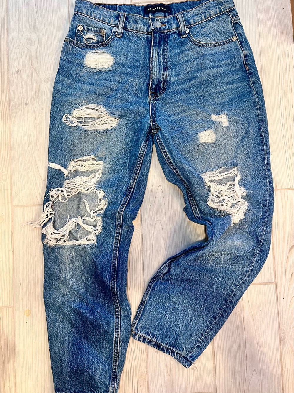 Aeropostale Distressed Blue Relaxed Women's Jeans